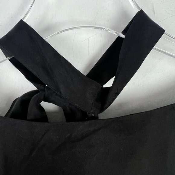 NWT Line & Dot Cupro Cold Shoulder Top Tie Neck Black Size Large L NEW - Picture 15 of 15